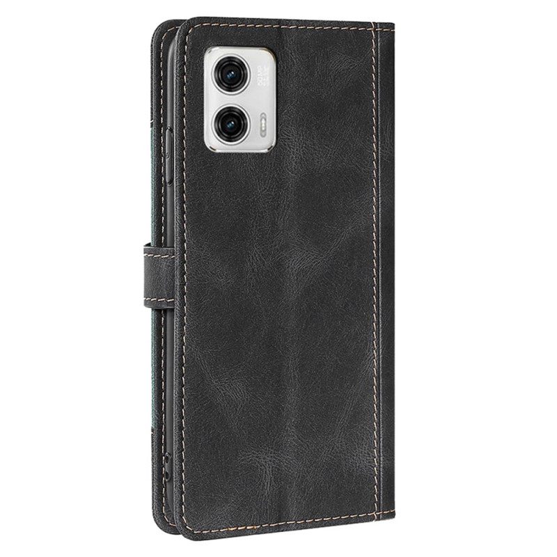 δερματινη θηκη Moto G73 5G Faux Leather Bicolor Stylish