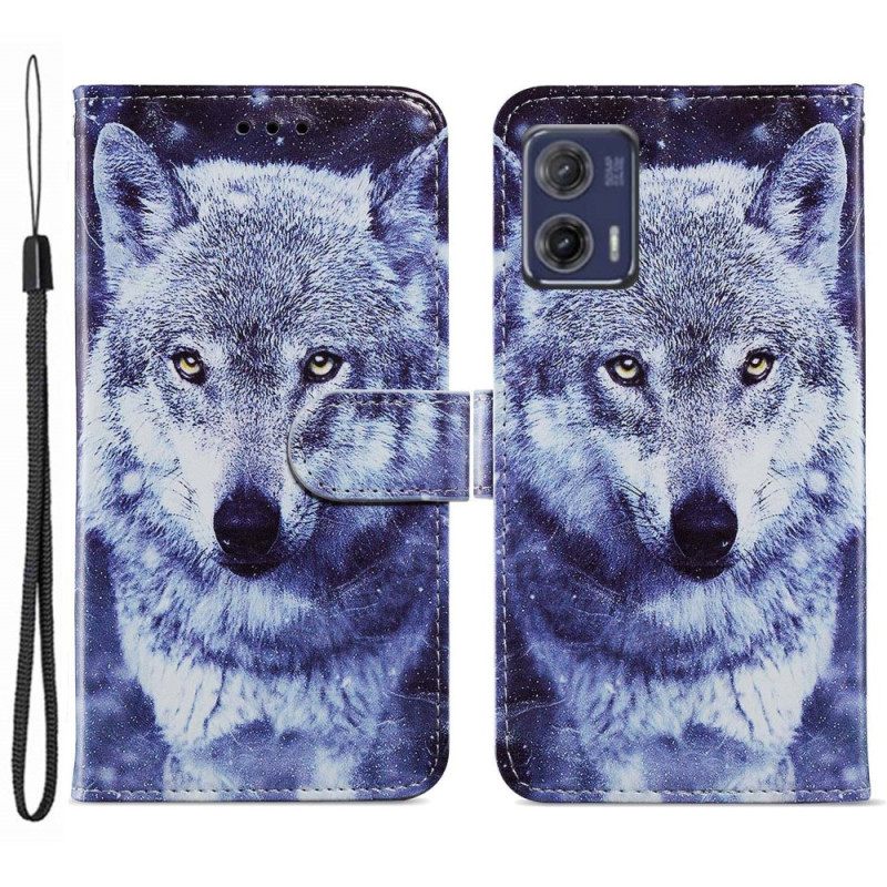 Κάλυμμα Moto G73 5G με κορδονι Lanyard Wolf