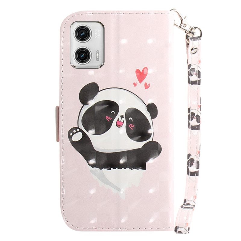 Κάλυμμα Moto G73 5G με κορδονι Panda Love With Lanyard