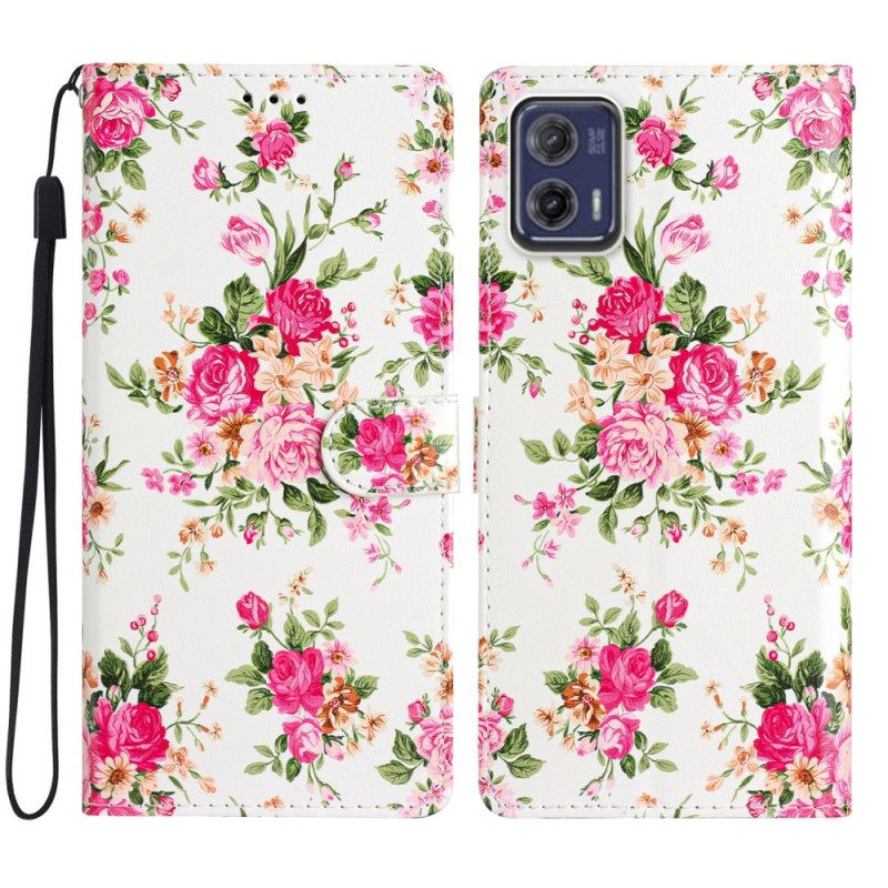 Κάλυμμα Moto G73 5G με κορδονι Strap Liberty Flowers