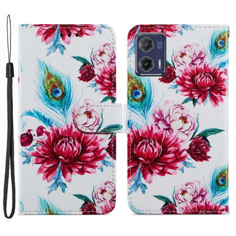 Κάλυμμα Moto G73 5G με κορδονι Strappy Floral