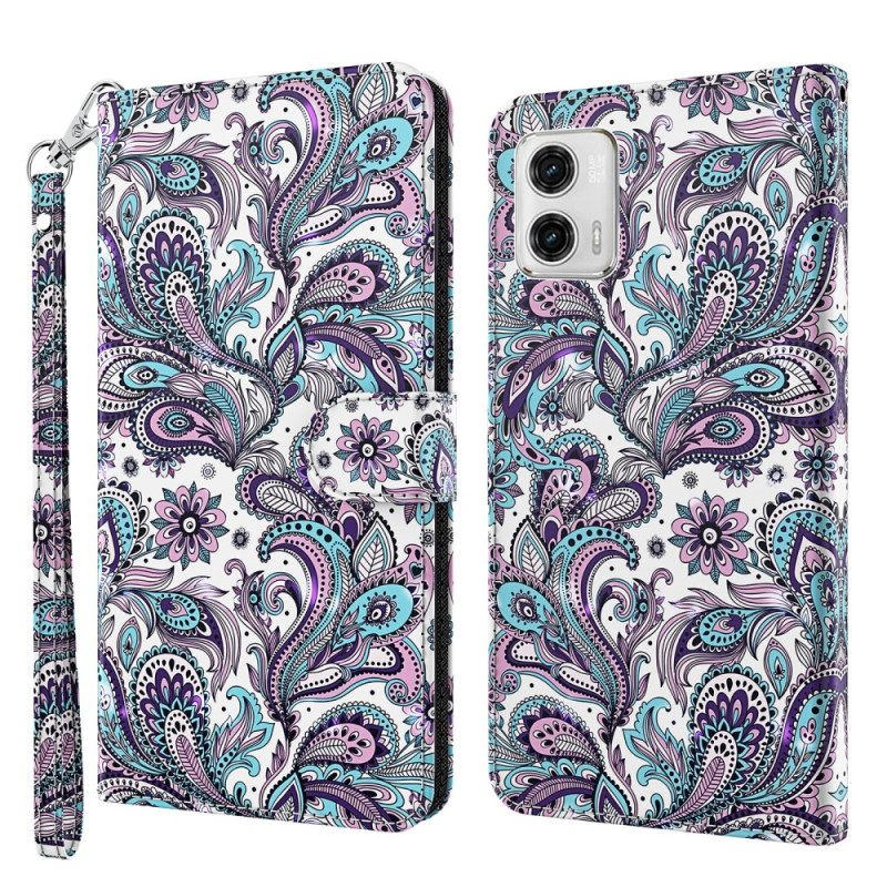 Κάλυμμα Moto G73 5G με κορδονι Strappy Paisley Pattern