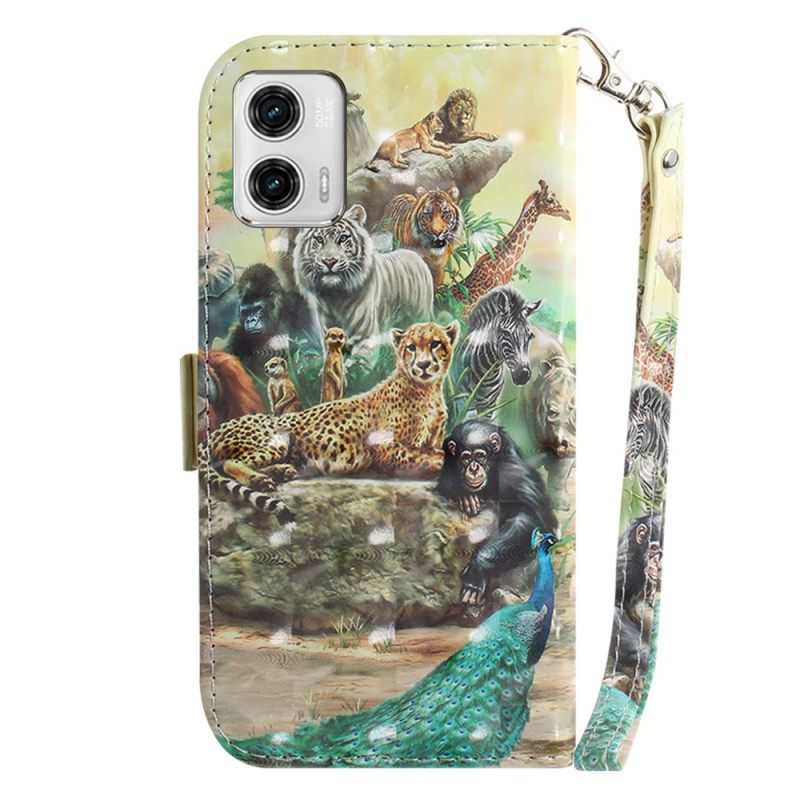 Κάλυμμα Moto G73 5G με κορδονι Thong Safari Animals