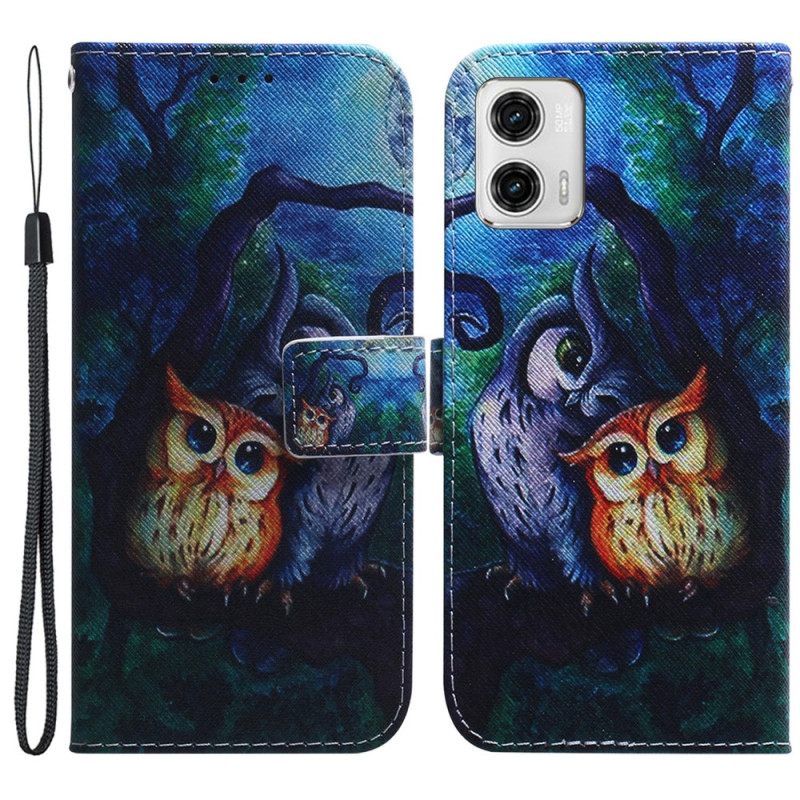 Κάλυμμα Moto G73 5G με κορδονι Ζωγραφική Με Strappy Owls