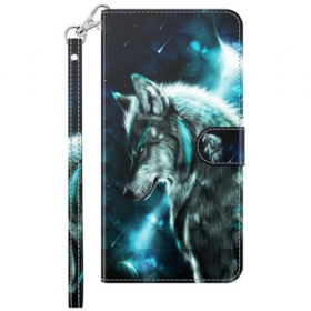 δερματινη θηκη Samsung Galaxy M13 Λύκος Με Κορδόνι