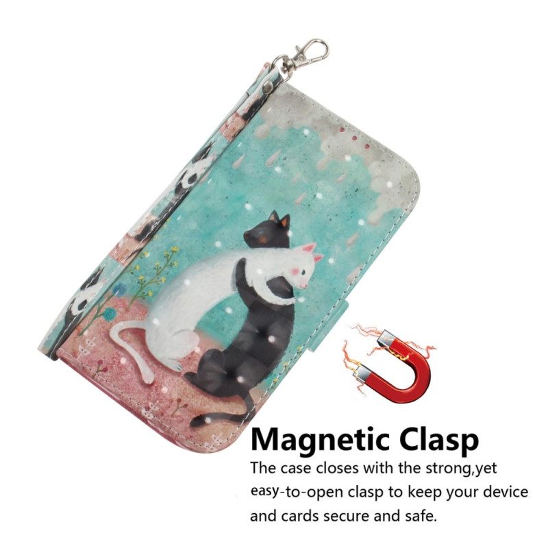 Κάλυμμα Samsung Galaxy M13 Dancing Cats With Lanyard