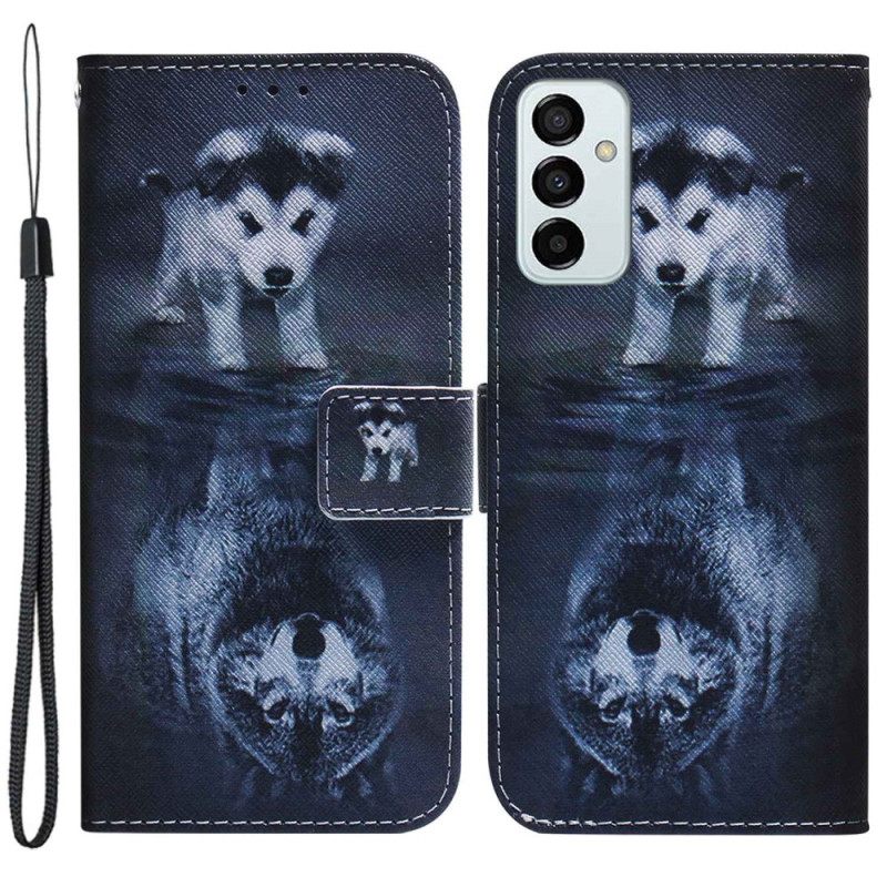 Κάλυμμα Samsung Galaxy M13 με κορδονι Strappy Puppy Dream