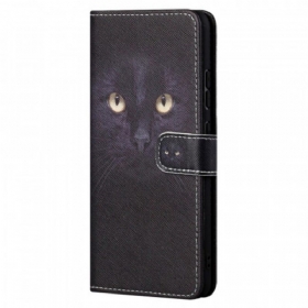 δερματινη θηκη Xiaomi Redmi Note 11 / 11S με κορδονι Strappy Black Cat Eyes