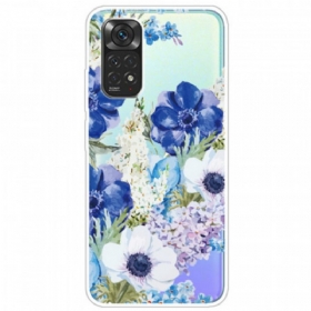 Θήκη Xiaomi Redmi Note 11 / 11S Άνευ Ραφής Ακουαρέλα Μπλε Λουλούδια