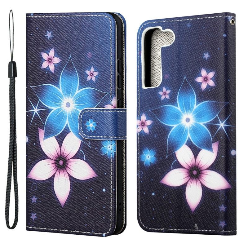 Κάλυμμα Samsung Galaxy S22 Plus 5G με κορδονι Λουλούδια Lunar Strap