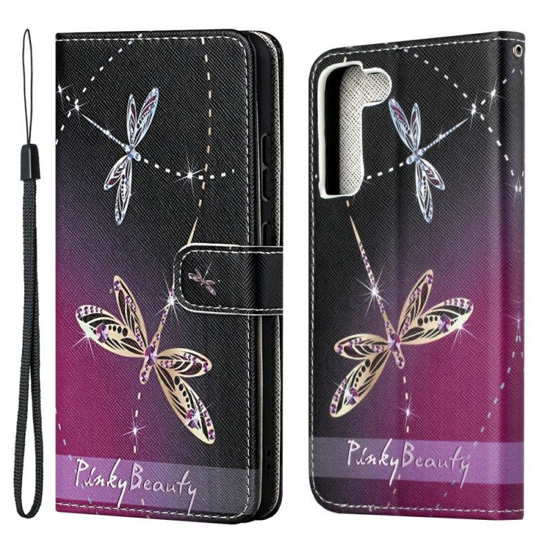 Κάλυμμα Samsung Galaxy S22 Plus 5G με κορδονι Strappy Dragonflies