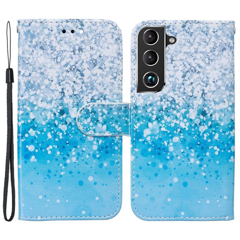 Θήκη Flip Samsung Galaxy S22 Plus 5G Blue Glitter Gradient