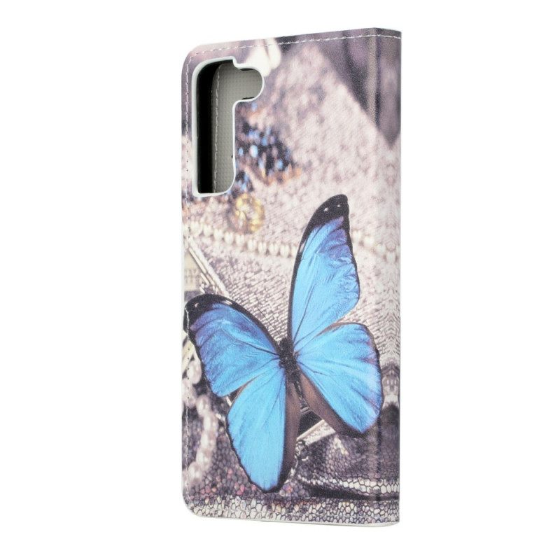 Θήκη Flip Samsung Galaxy S22 Plus 5G Butterfly Prestige Blue