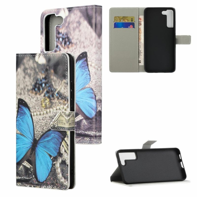 Θήκη Flip Samsung Galaxy S22 Plus 5G Butterfly Prestige Blue