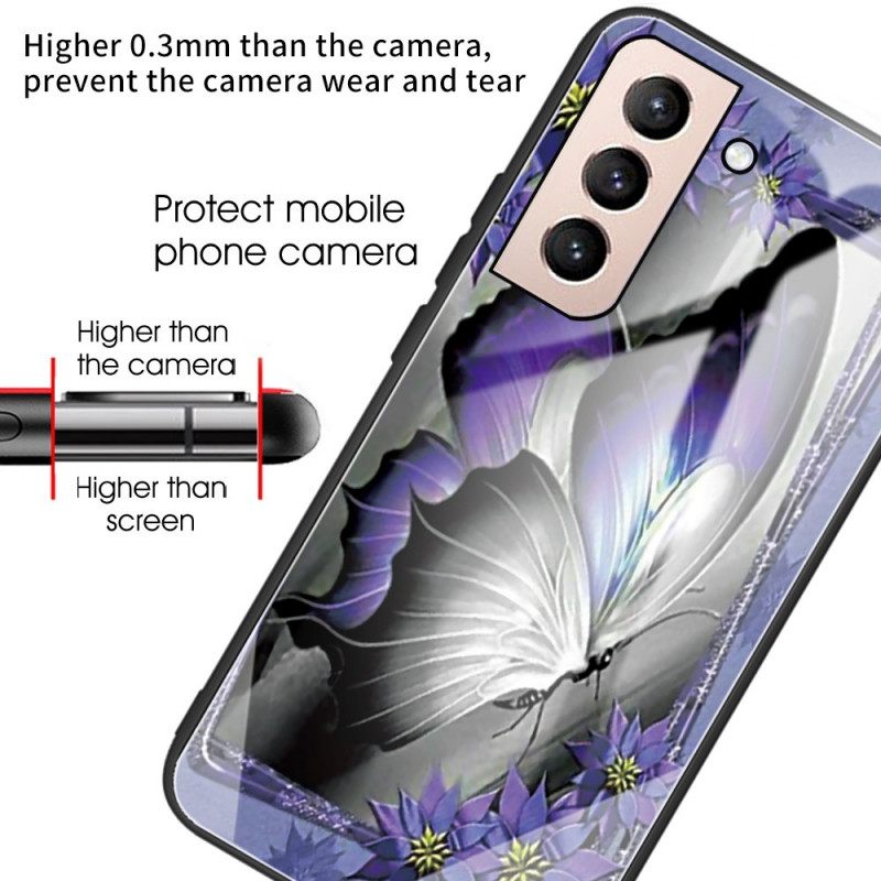 θηκη κινητου Samsung Galaxy S22 Plus 5G Μωβ Butterfly Tempered Glass