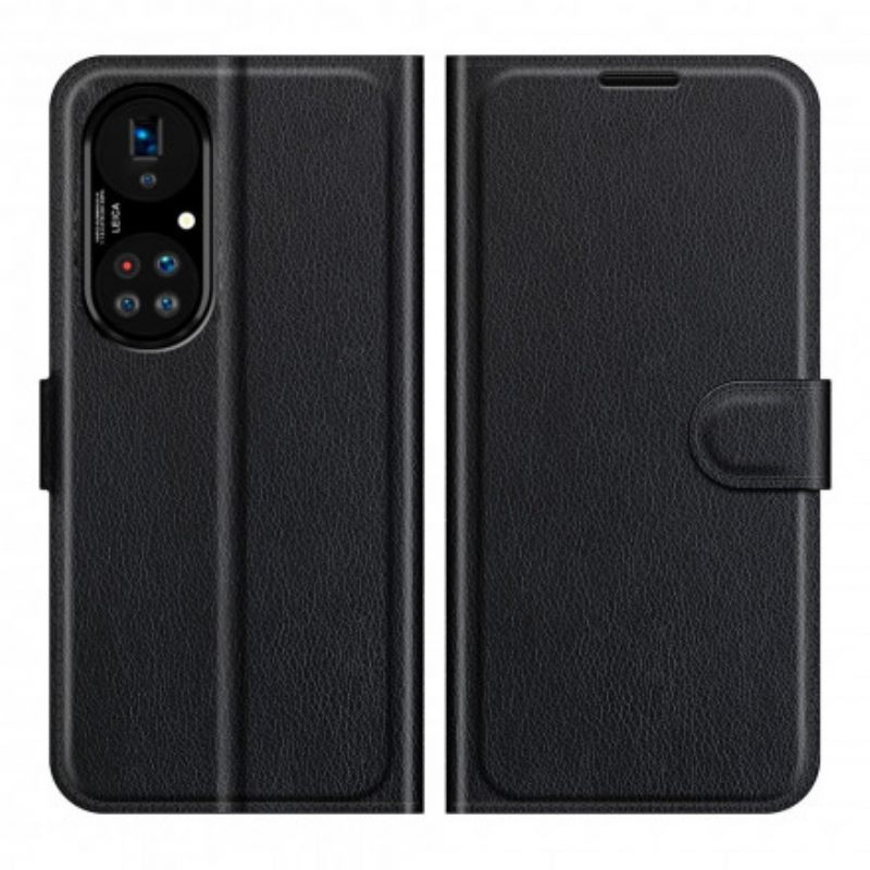 Κάλυμμα Huawei P50 Pro Premium Split Leather Litchi