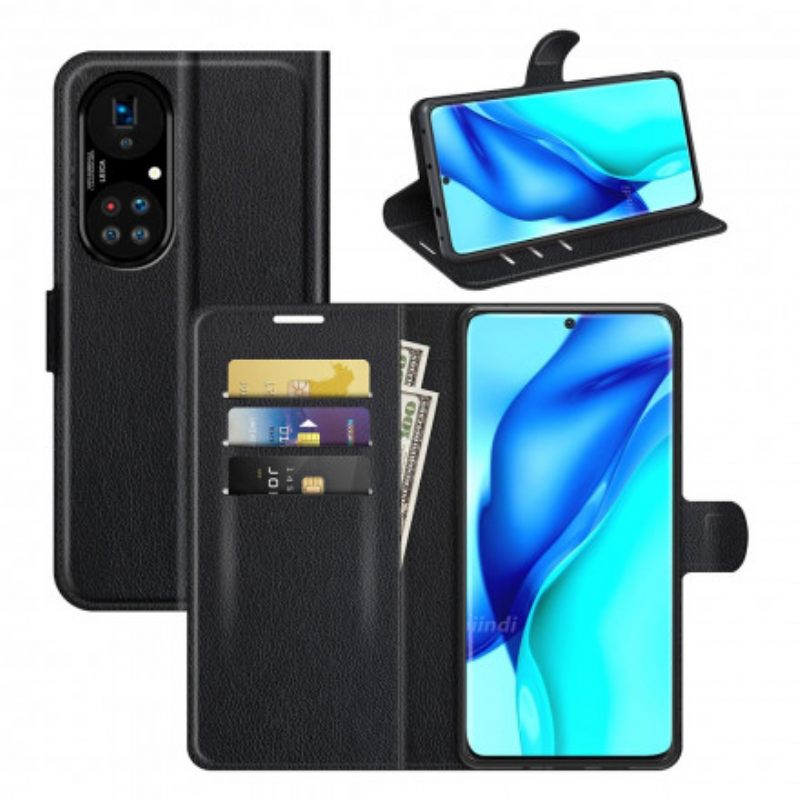 Κάλυμμα Huawei P50 Pro Premium Split Leather Litchi