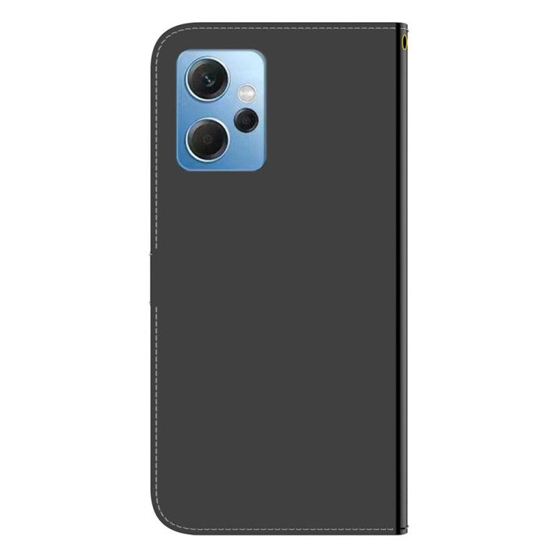 Θήκη Flip Xiaomi Redmi Note 12 4G Faux Δέρμα Καθρέφτη Με Λουράκι