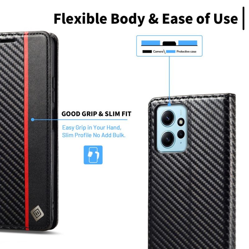 θηκη κινητου Xiaomi Redmi Note 12 4G Θήκη Flip Carbon Fiber Lc.imeeke