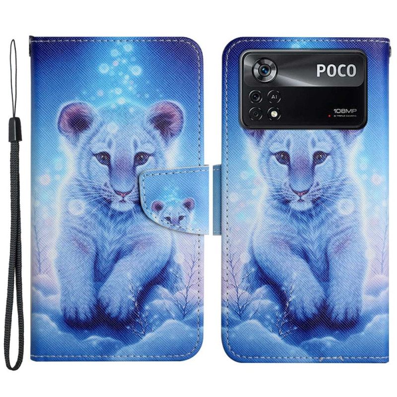 δερματινη θηκη Poco X4 Pro 5G με κορδονι Baby Tiger Με Λουράκι