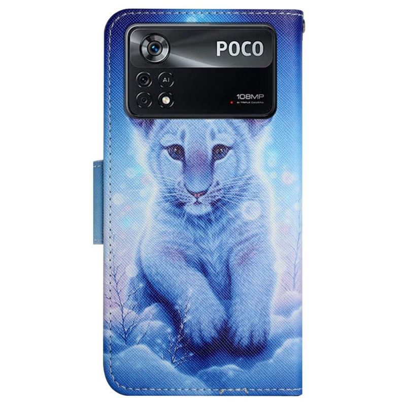 δερματινη θηκη Poco X4 Pro 5G με κορδονι Baby Tiger Με Λουράκι