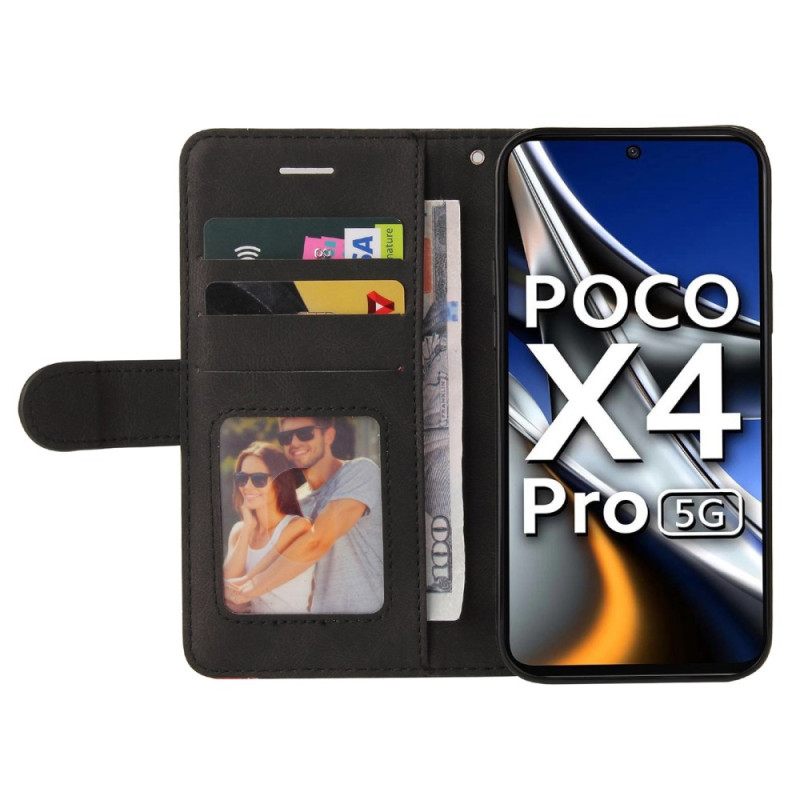 δερματινη θηκη Poco X4 Pro 5G με κορδονι Δίχρωμο Λουράκι