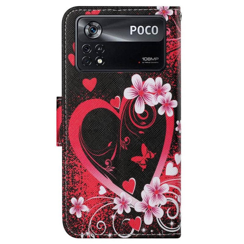 δερματινη θηκη Poco X4 Pro 5G με κορδονι Strappy Heart