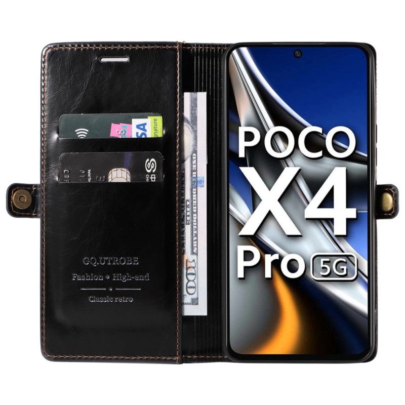 Κάλυμμα Poco X4 Pro 5G Κερωμένο Δέρμα Εφέ Gq.utrobe