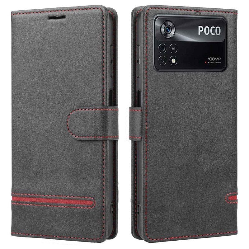 Κάλυμμα Poco X4 Pro 5G Line Leather Effect