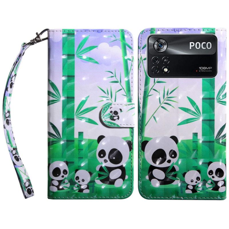 Κάλυμμα Poco X4 Pro 5G με κορδονι Οικογένεια Panda Lanyard