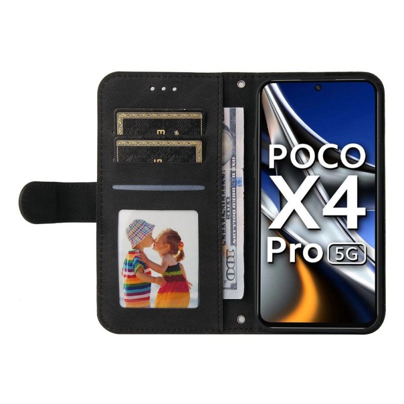 Κάλυμμα Poco X4 Pro 5G Πριτσίνι Και Λουράκι Από Συνθετικό Δέρμα