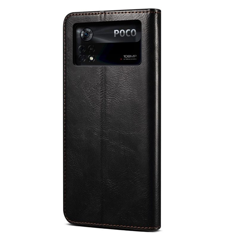 θηκη κινητου Poco X4 Pro 5G Θήκη Flip Κερωμένο Ψεύτικο Δέρμα