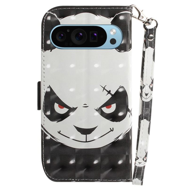 Δερματινη Θηκη Google Pixel 9 Angry Panda Love With Strap Σιλικόνης