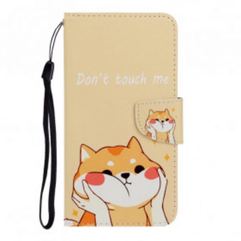 δερματινη θηκη Xiaomi Mi Note 10 / 10 Pro με κορδονι Cat Don't Touch Me With Strap