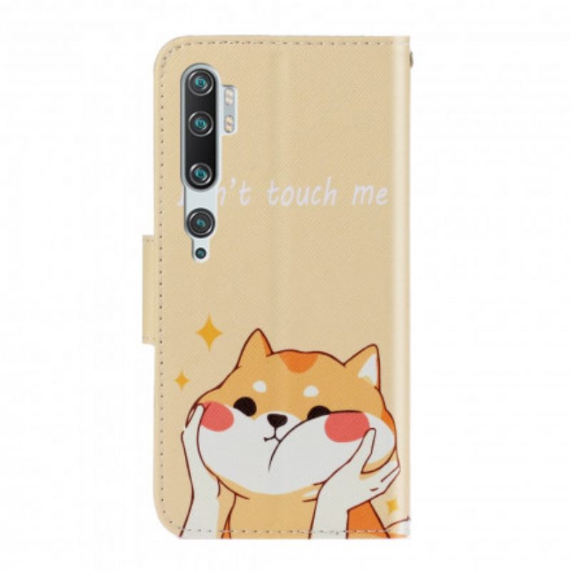 δερματινη θηκη Xiaomi Mi Note 10 / 10 Pro με κορδονι Cat Don't Touch Me With Strap