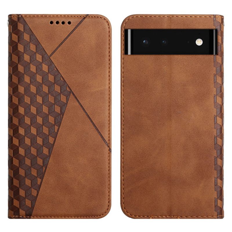 θηκη κινητου Google Pixel 6 Θήκη Flip Εφέ Geo Leather