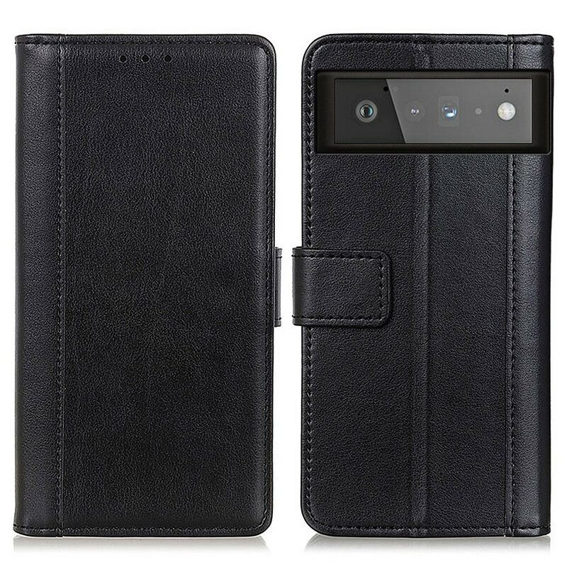 θηκη κινητου Google Pixel 6 Θήκη Flip Κλασικό Split Leather Litchi