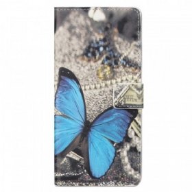 δερματινη θηκη Samsung Galaxy M23 5G Μπλε Πεταλούδα