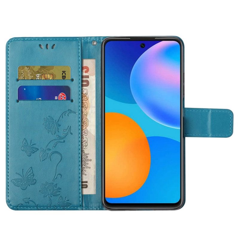 Θήκη Flip Samsung Galaxy M23 5G με κορδονι Λουλούδια Με Λουρί