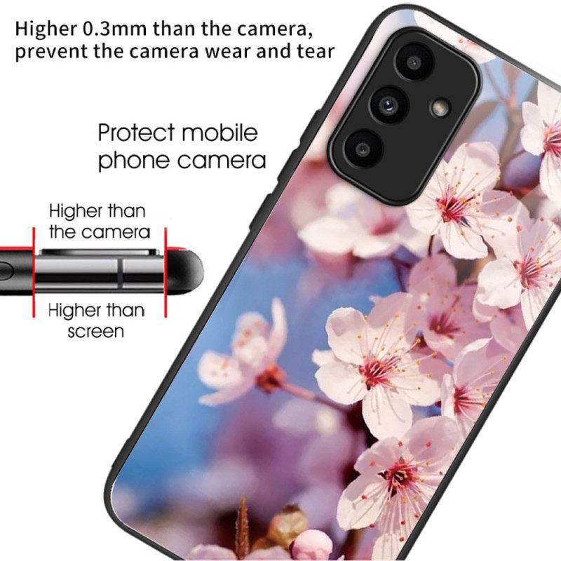 Κάλυμμα Samsung Galaxy A15 Tempered Glass Peach Blossoms Σιλικόνης