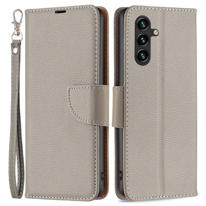 Θηκη Κινητου Samsung Galaxy A15 Θήκες Κινητών Litchi Leather Style Με Λουράκι