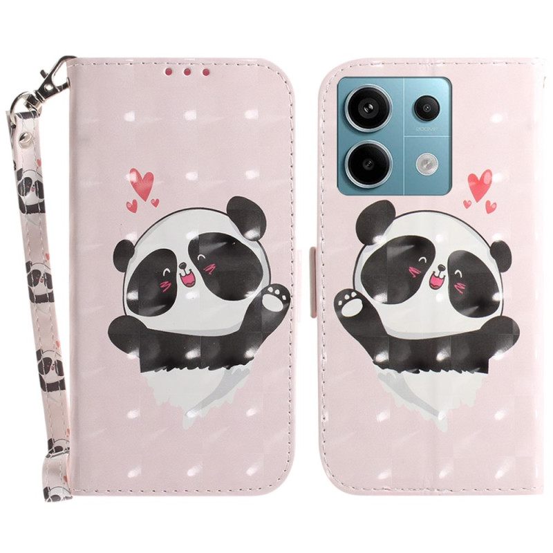 Δερματινη Θηκη Poco X6 5g Panda Love With Strap