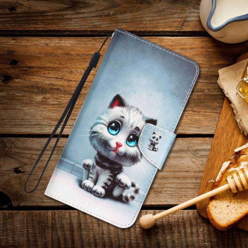 Κάλυμμα Xiaomi 12T / 12T Pro με κορδονι Strappy Blue Eyed Cat