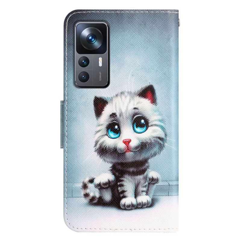 Κάλυμμα Xiaomi 12T / 12T Pro με κορδονι Strappy Blue Eyed Cat