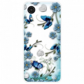 Θήκη Samsung Galaxy A03 Core Ρετρό Πεταλούδες Και Λουλούδια