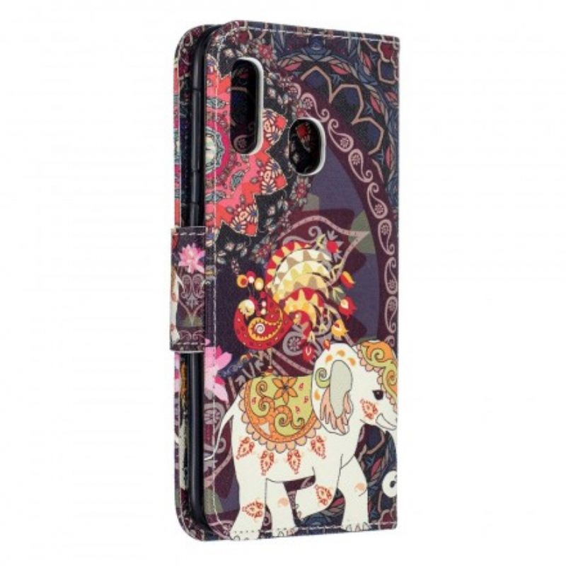 δερματινη θηκη Samsung Galaxy A20e Ethnic Elephants Mandala