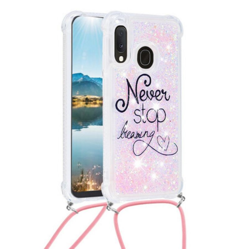 Θήκη Samsung Galaxy A20e με κορδονι Never Stop Glitter Κορδόνι