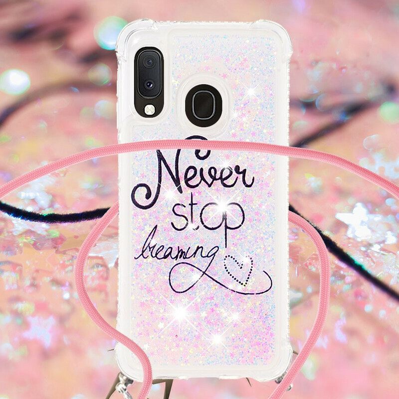 Θήκη Samsung Galaxy A20e με κορδονι Never Stop Glitter Κορδόνι