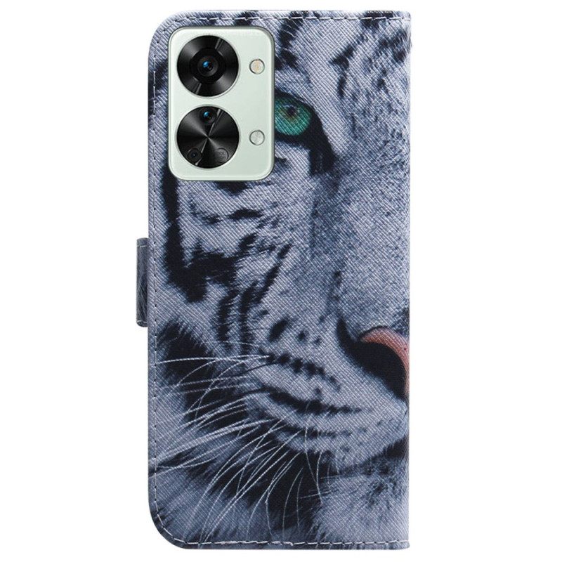 Κάλυμμα OnePlus Nord 2T 5G με κορδονι Strappy White Tiger