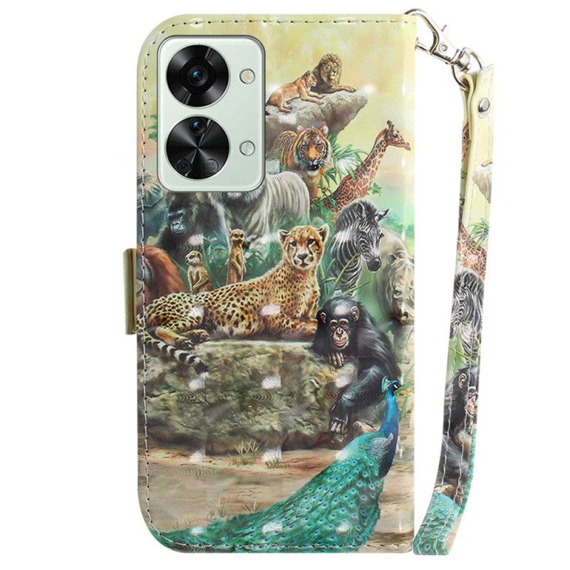 Κάλυμμα OnePlus Nord 2T 5G με κορδονι Thong Safari Animals